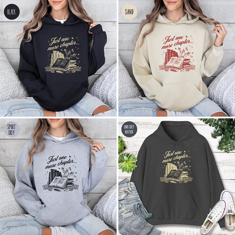 One More Chapter Crewneck Hoodie Pullover Floral Bookworm Fleeced Hoodied Sweatshirt