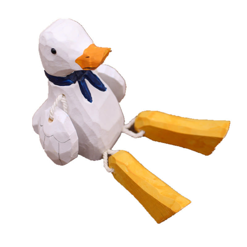 Hanging Duck Ornament Carved Wooden Sculpture Desktop Deocr For Gift