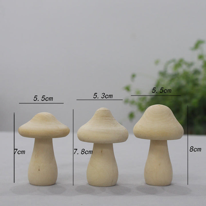 Forest Mushroom Carved Wooden Sculpture Desktop Deocr For Gift