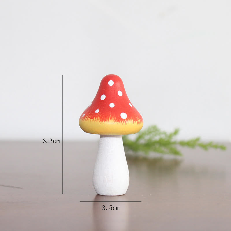 Forest Mushroom Carved Wooden Sculpture Desktop Deocr For Gift