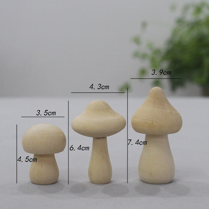 Forest Mushroom Carved Wooden Sculpture Desktop Deocr For Gift