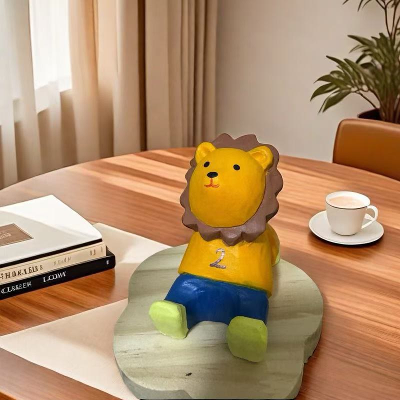 Cute Animal Carved Wooden Sculpture Cellphone Mount For Gift