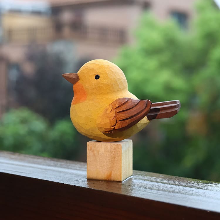 Artificial Bird Carved Wooden Sculpture Desktop Deocr For Gift