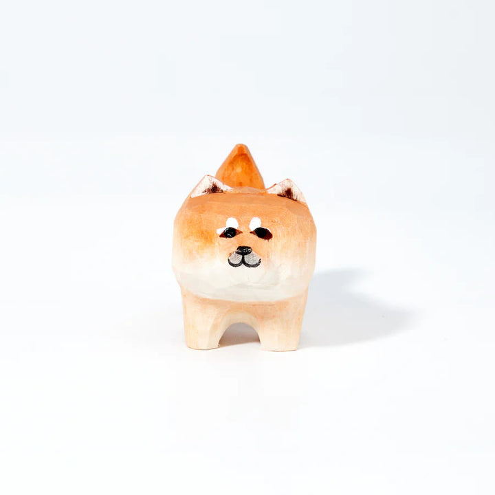 Shiba Inu Carved Wooden Sculpture Desktop Deocr For Gift