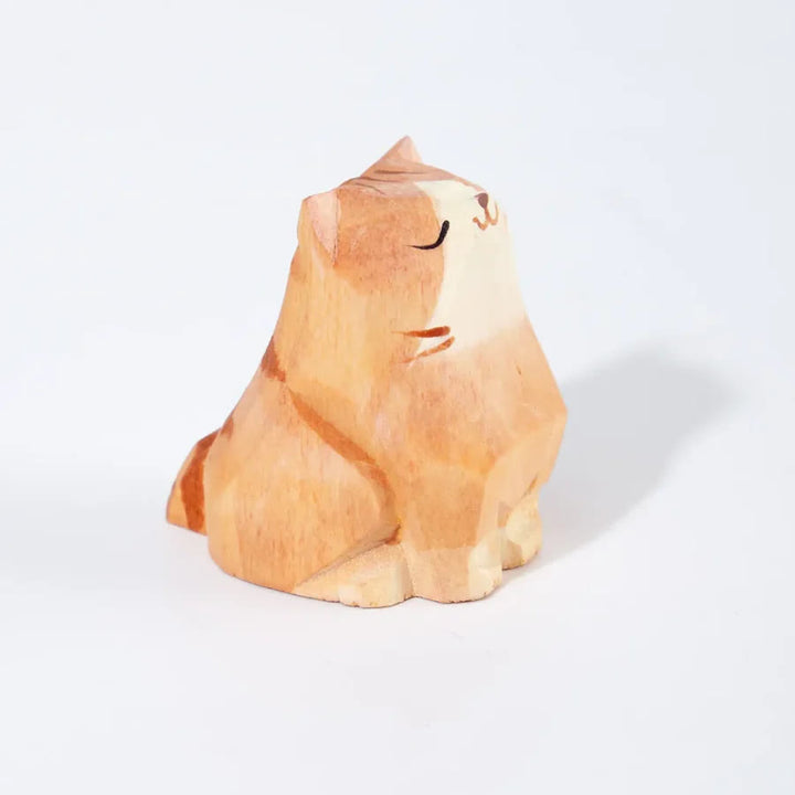 A Proud Cat Carved Wooden Sculpture Desktop Deocr For Gift