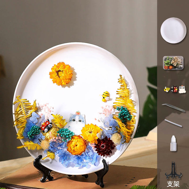 DIY Texture Painting Material Kit Round Plate Picture Souvenir Gift