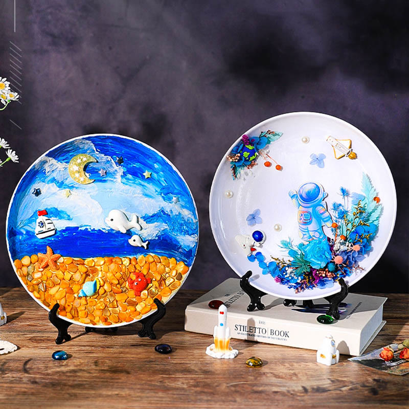 DIY Texture Painting Material Kit Round Plate Picture Souvenir Gift