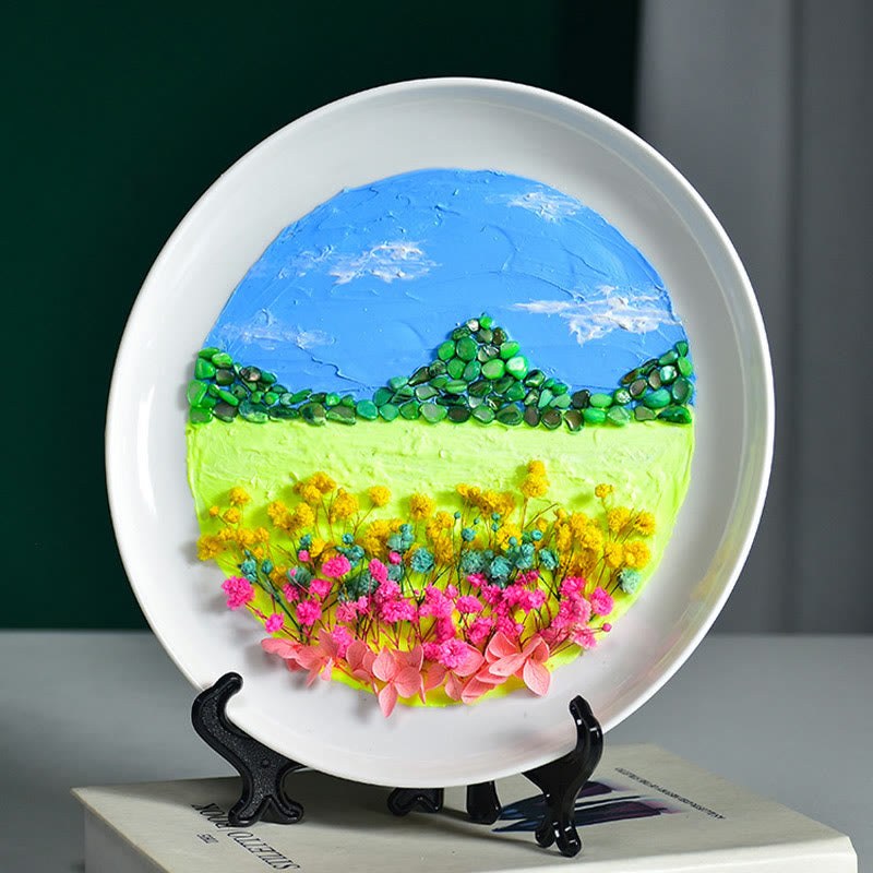 DIY Texture Painting Material Kit Round Plate Picture Souvenir Gift