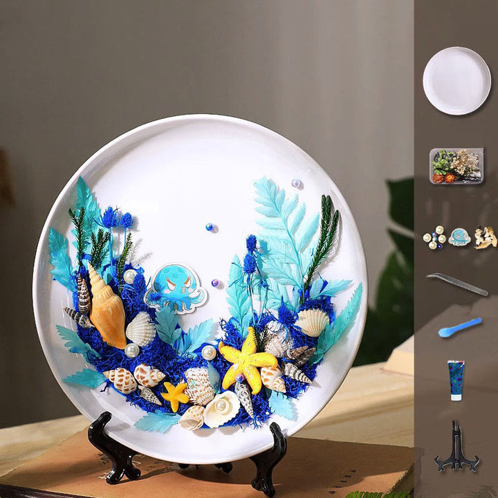 DIY Texture Painting Material Kit Round Plate Picture Souvenir Gift