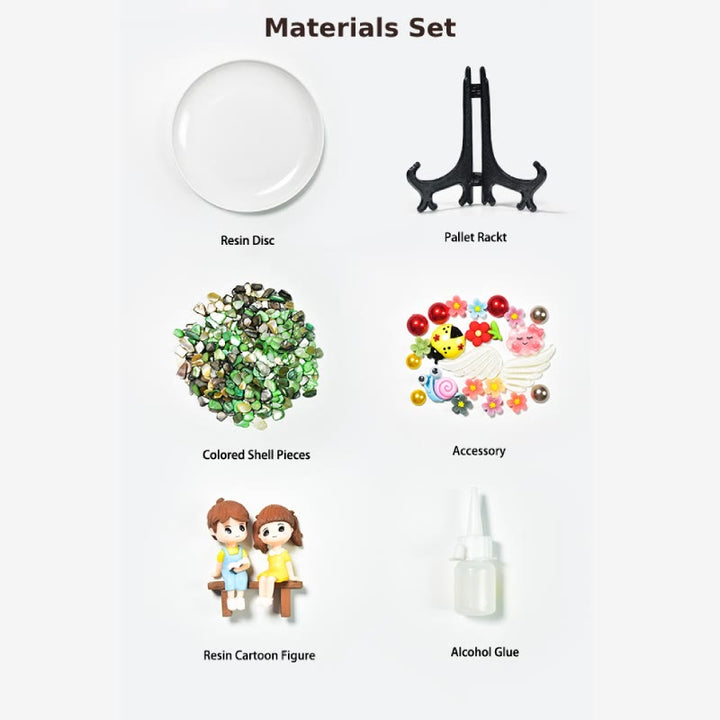 DIY Texture Painting Material Kit Round Plate Picture Souvenir Gift