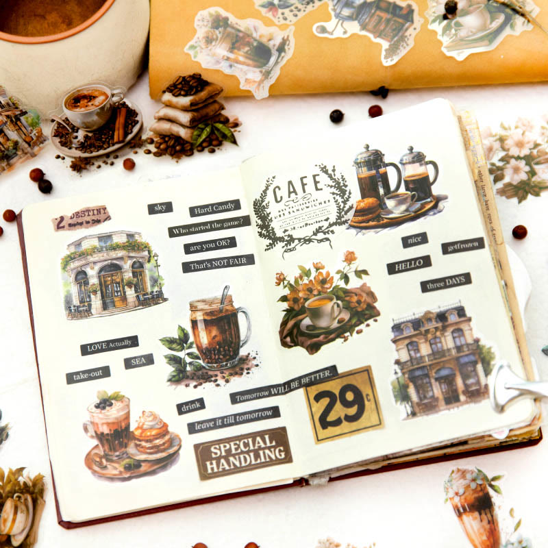 Coffee Diary Series Stickers For Decorative Scrapbook Supplies