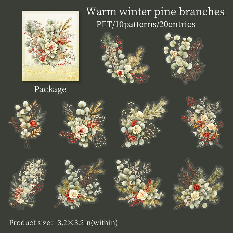 Winter Rhyme Flower Dream Series Stickers For Decorative Scrapbook Supplies