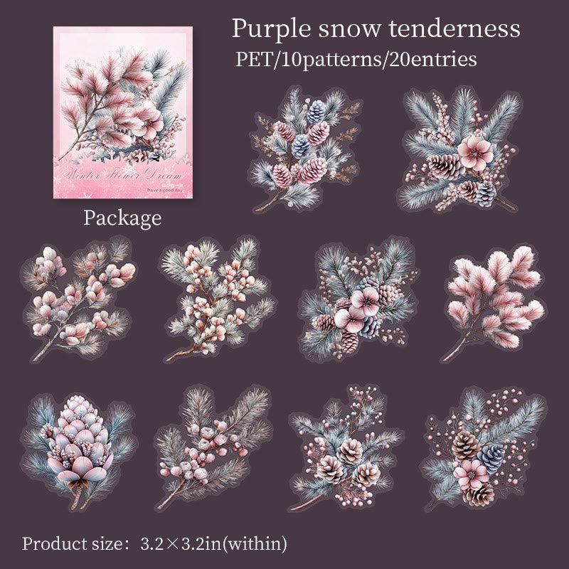 Winter Rhyme Flower Dream Series Stickers For Decorative Scrapbook Supplies