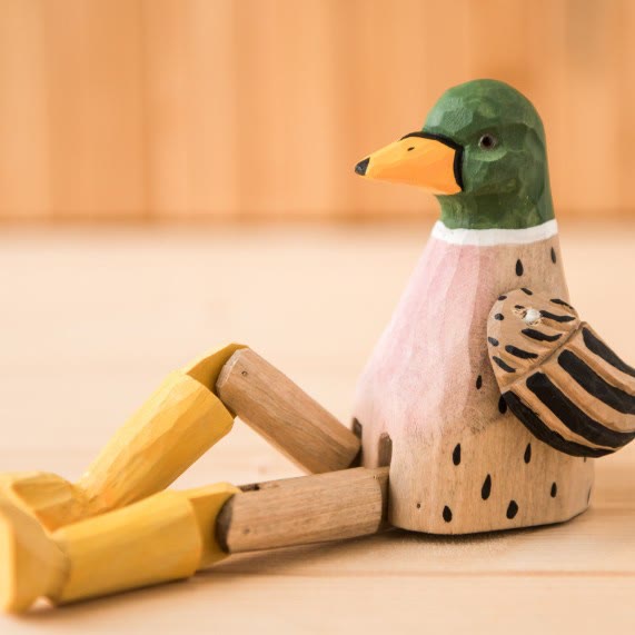 Duck With Hanging Leg Carved Wooden Sculpture Desktop Deocr For Gift