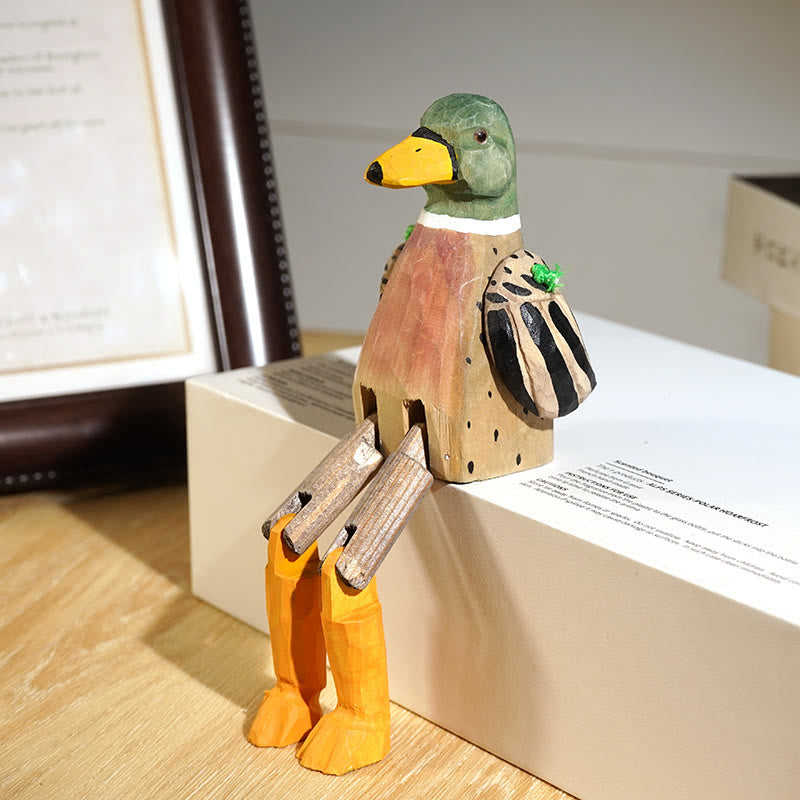 Duck With Hanging Leg Carved Wooden Sculpture Desktop Deocr For Gift