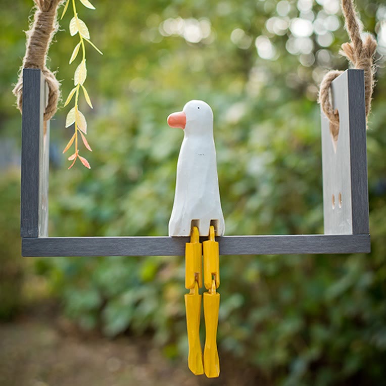 Seagulls With Hanging Leg Carved Wooden Sculpture Desktop Deocr For Gift