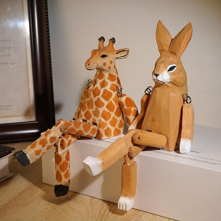 Cute Giraffe Carved Wooden Sculpture Desktop Deocr For Gift