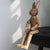 Rabbit With Hanging Leg Carved Wooden Sculpture Desktop Deocr For Gift