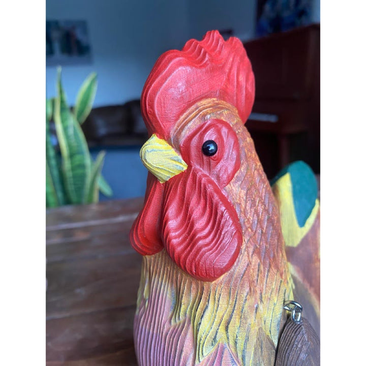 Cock With Hanging Leg Carved Wooden Sculpture Desktop Deocr For Gift