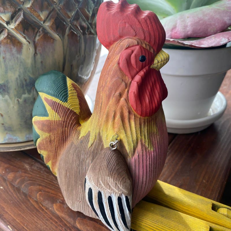 Cock With Hanging Leg Carved Wooden Sculpture Desktop Deocr For Gift