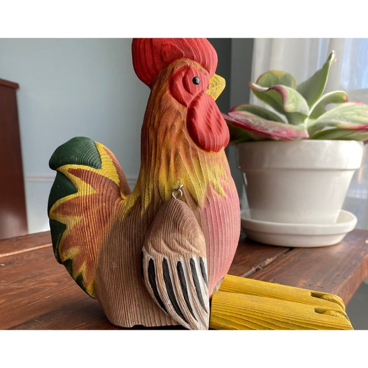 Cock With Hanging Leg Carved Wooden Sculpture Desktop Deocr For Gift