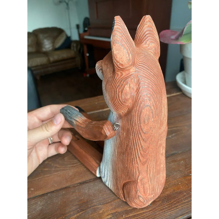 Fox With Hanging Leg Carved Wooden Sculpture Desktop Deocr For Gift