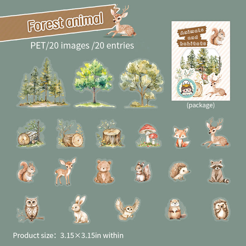 Animals And Habitats Series Stickers For Decorative Scrapbook Supplies