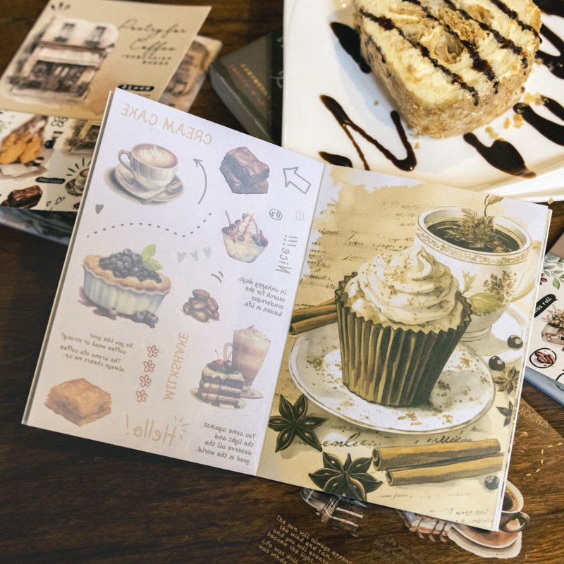 Coffee Meets Bookstore Series Sticker Books For Decorative Scrapbook Supplies