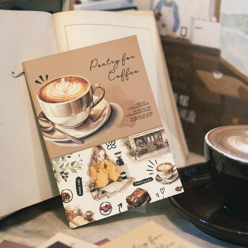 Coffee Meets Bookstore Series Sticker Books For Decorative Scrapbook Supplies