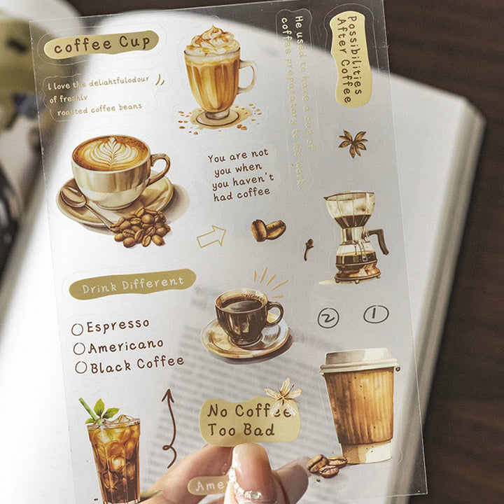 Coffee Meets Bookstore Series Sticker Books For Decorative Scrapbook Supplies