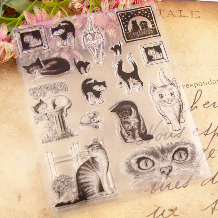 Clear Kitty Cat Stamps Cute Kitten Silicone Seal Rubber Stamps