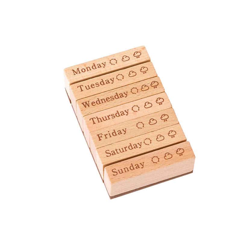 Time Travel Series Wooden Rubber Stamps Date Pattern Set For Craft