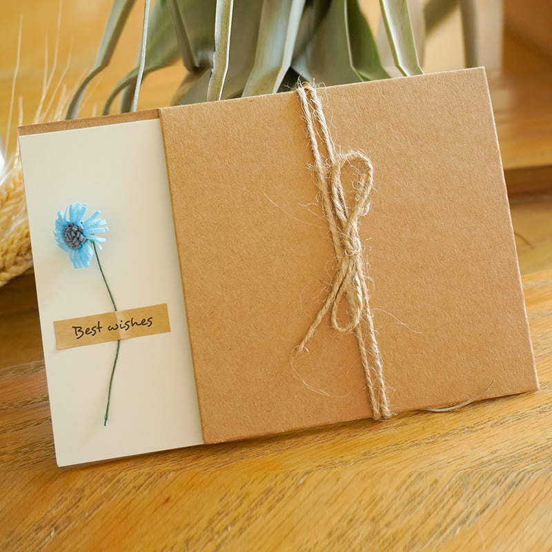 Vintage Kraft Paper Festival Greeting Card With Eternal Flower