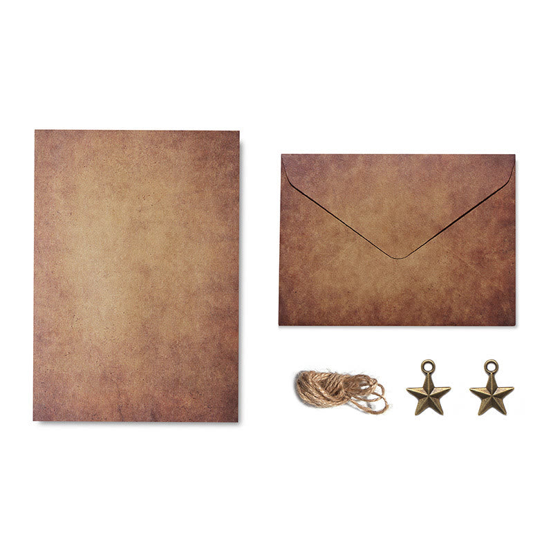 Kraft Paper Letter Envelopes Set With Small Pendant Decor