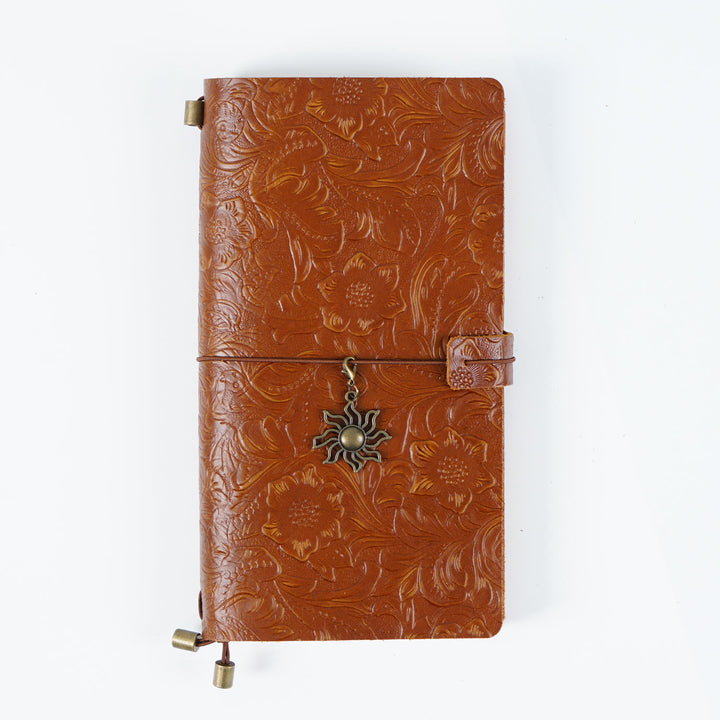 Vintage Engraved Leather Cover Notebook For Travel Daily Record