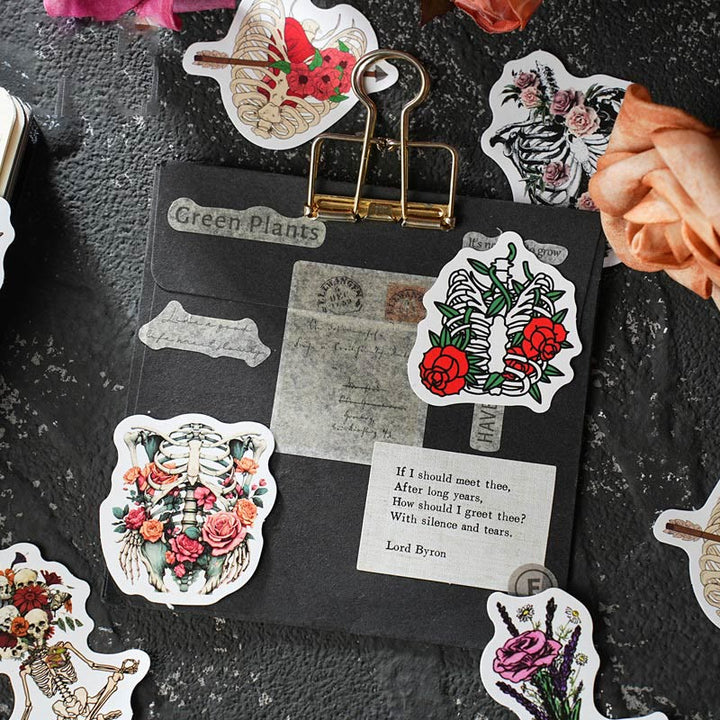 Punk Style Rose's Funeral Skull Stickers Scrapbook Journaling Supplies