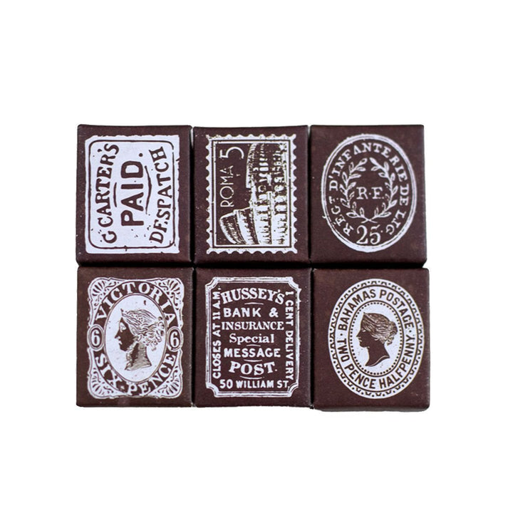 6 Styles Retro Wooden Rubber Stamps For Card Making