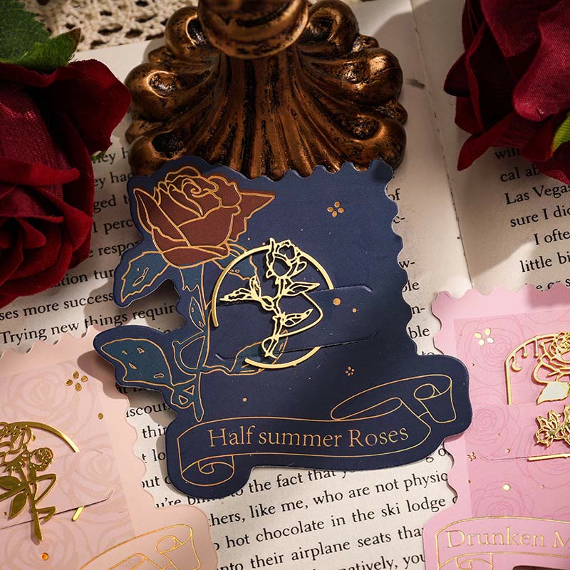 Metal Rose Bookmark Hollow Decorative Reading Folder Stamp Gift