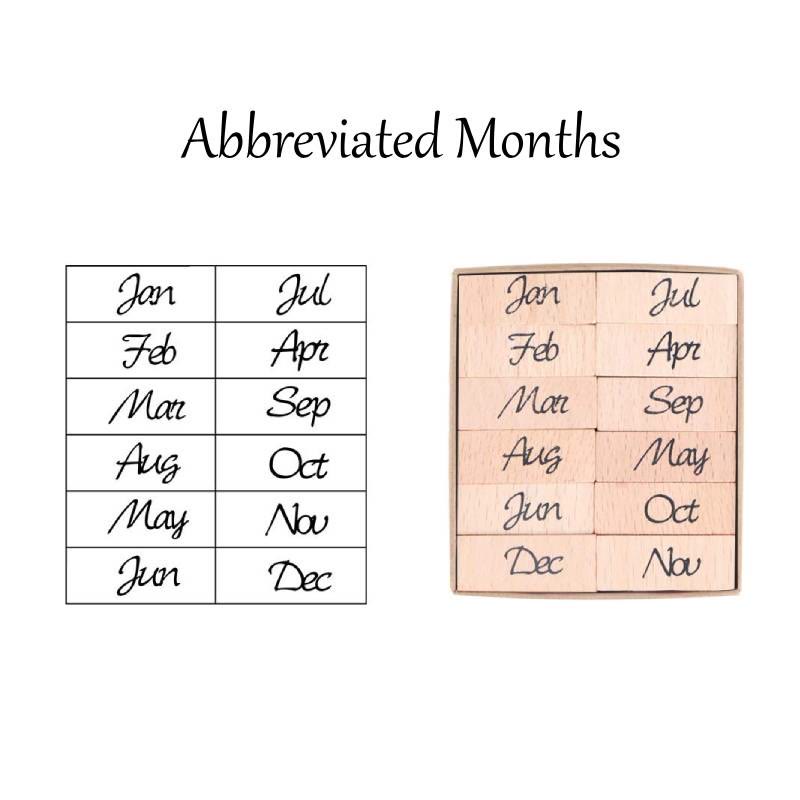 Month Weekday Number Wooden Stamps Set Wooden Stamp Rubber Stamp Set