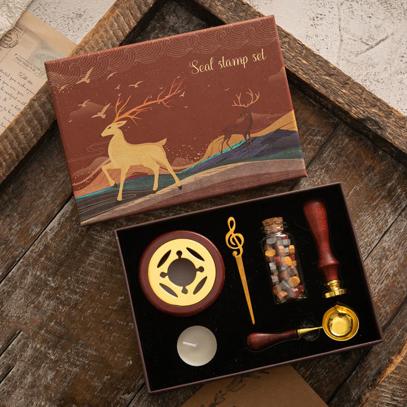 Retro Christmas Elk Series Wax Seal Stamps Gift Set