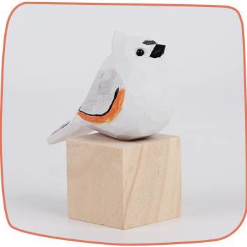 Wooden Bird Figurine Little White Bird Statue Animal Ornament Handmade Simulation