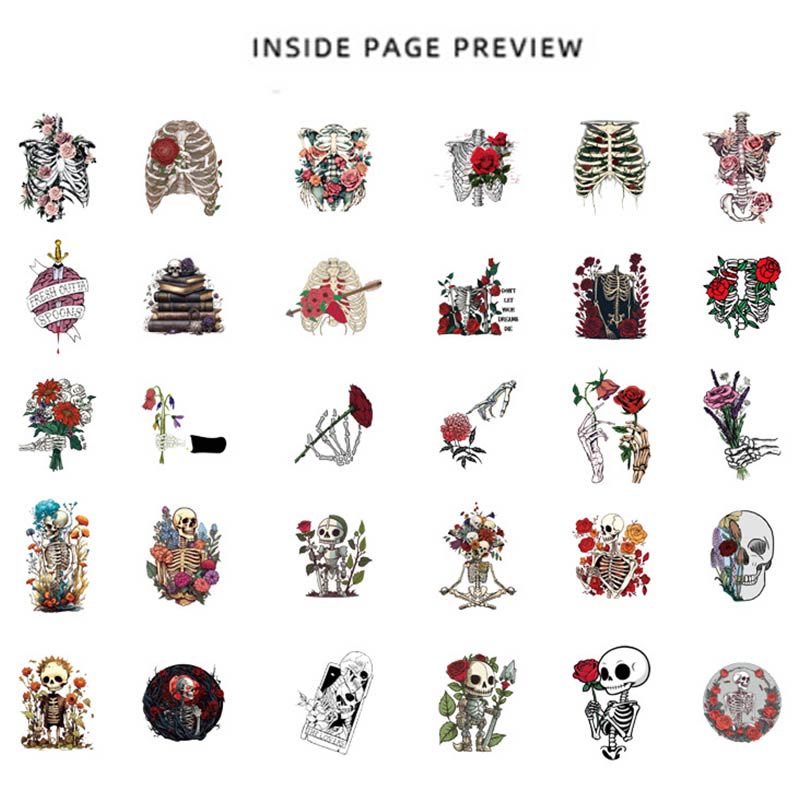 Punk Style Rose's Funeral Skull Stickers Scrapbook Journaling Supplies