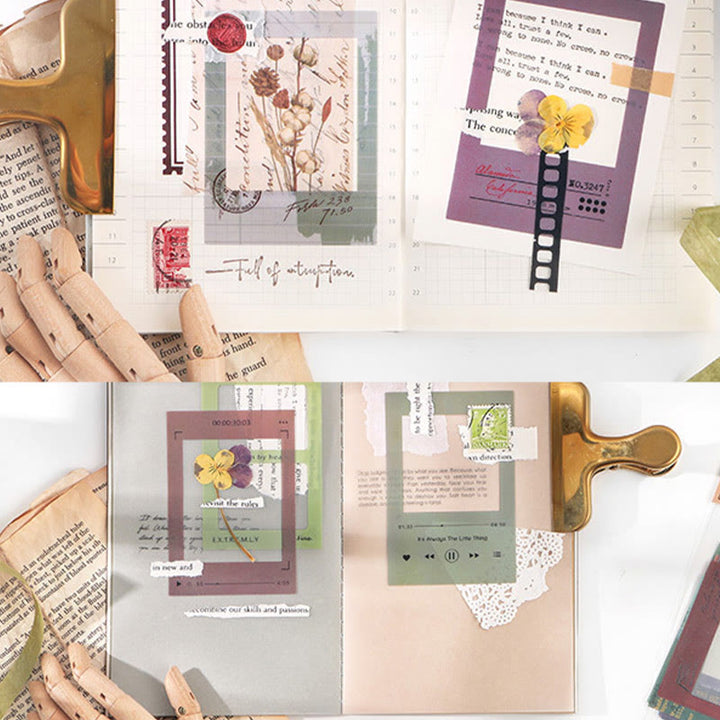 Vintage Frame PET Scrapbook Stickers Set Journal Self-Adhesive Decor