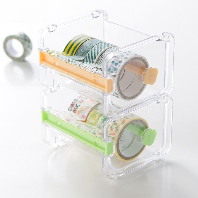 Washi Tapes Cutter Practical Desktop Transparent Plastic Tape Dispenser