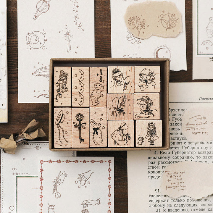 8 Styles Collection Wooden Rubber Stamps For Card Making