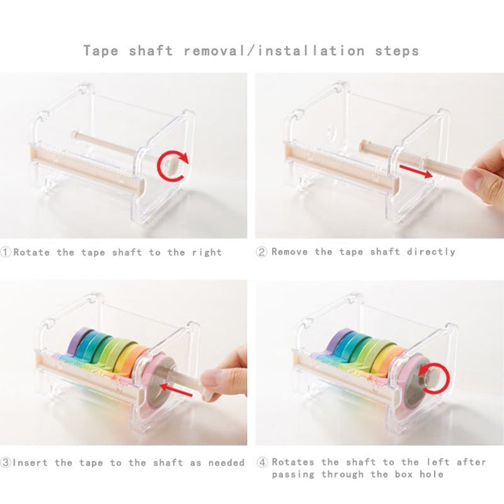 Washi Tapes Cutter Practical Desktop Transparent Plastic Tape Dispenser