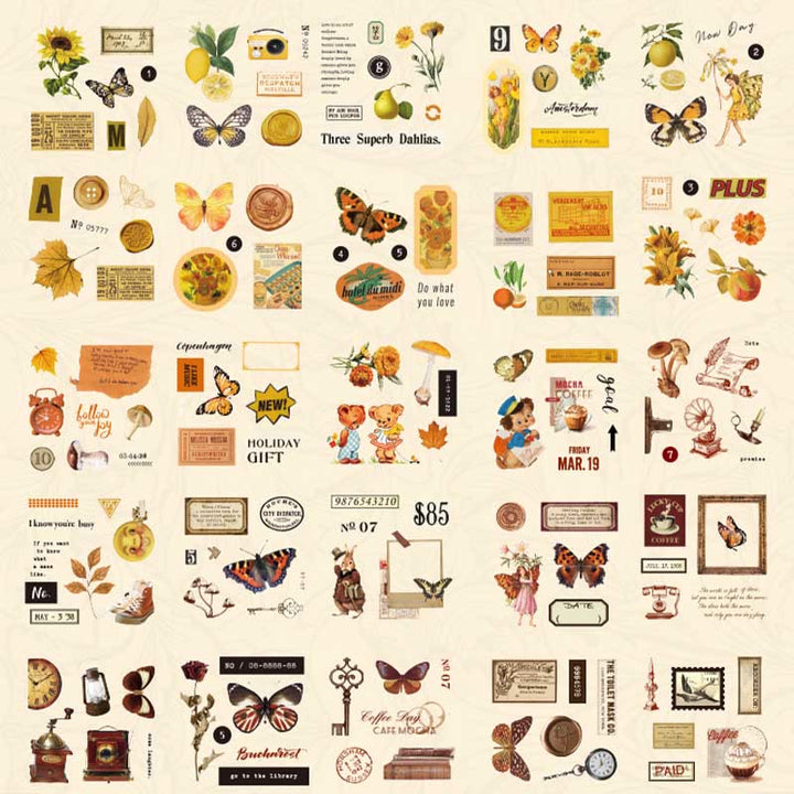 100Pcs Vintage Natural PET Sticker Narrative Poetry Series Scrapbook Supplies