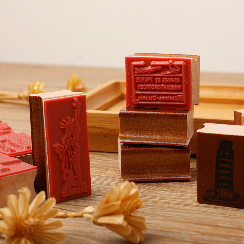 9 Styles Vintage Wooden Rubber Stamps For Card Making