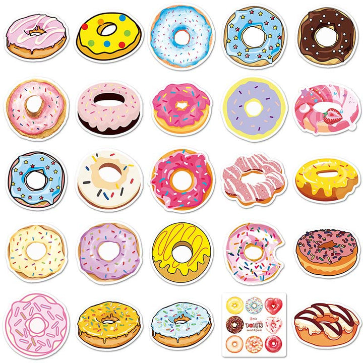 Delicious Donut Stickers 50pcs Cute Doughnut Sticker for Bottle Scrapbook Journaling