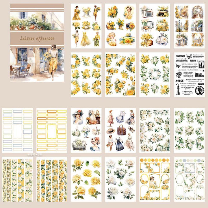 Vintage European Flowers Series Sticker Book For DIY Journal Decor